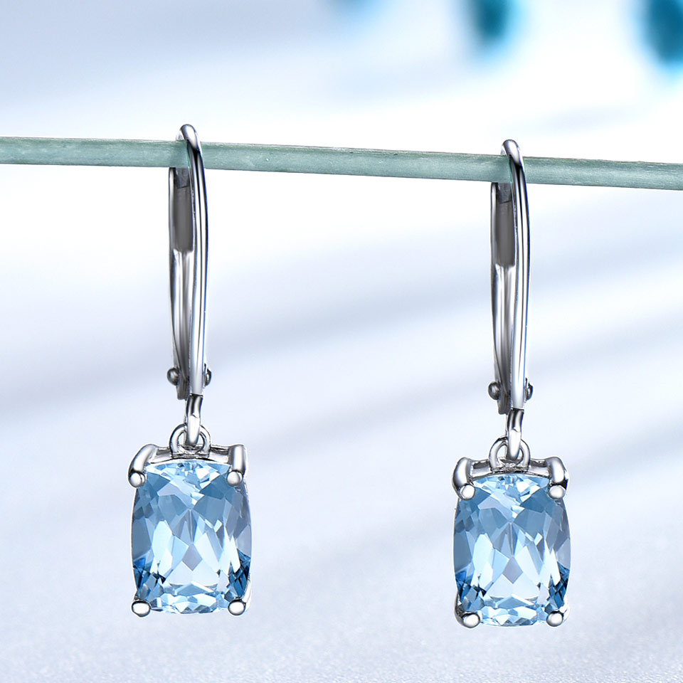 Details about   Sky Blue Topaz Gemstone Drop Earrings