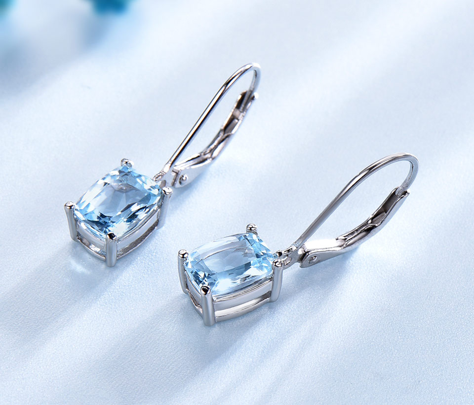 Details about   Sky Blue Topaz Gemstone Drop Earrings